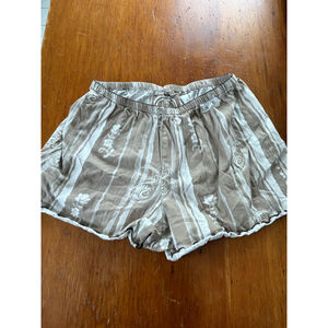 Life is Good womens Brown & White Striped Floral Pajama Shorts XS